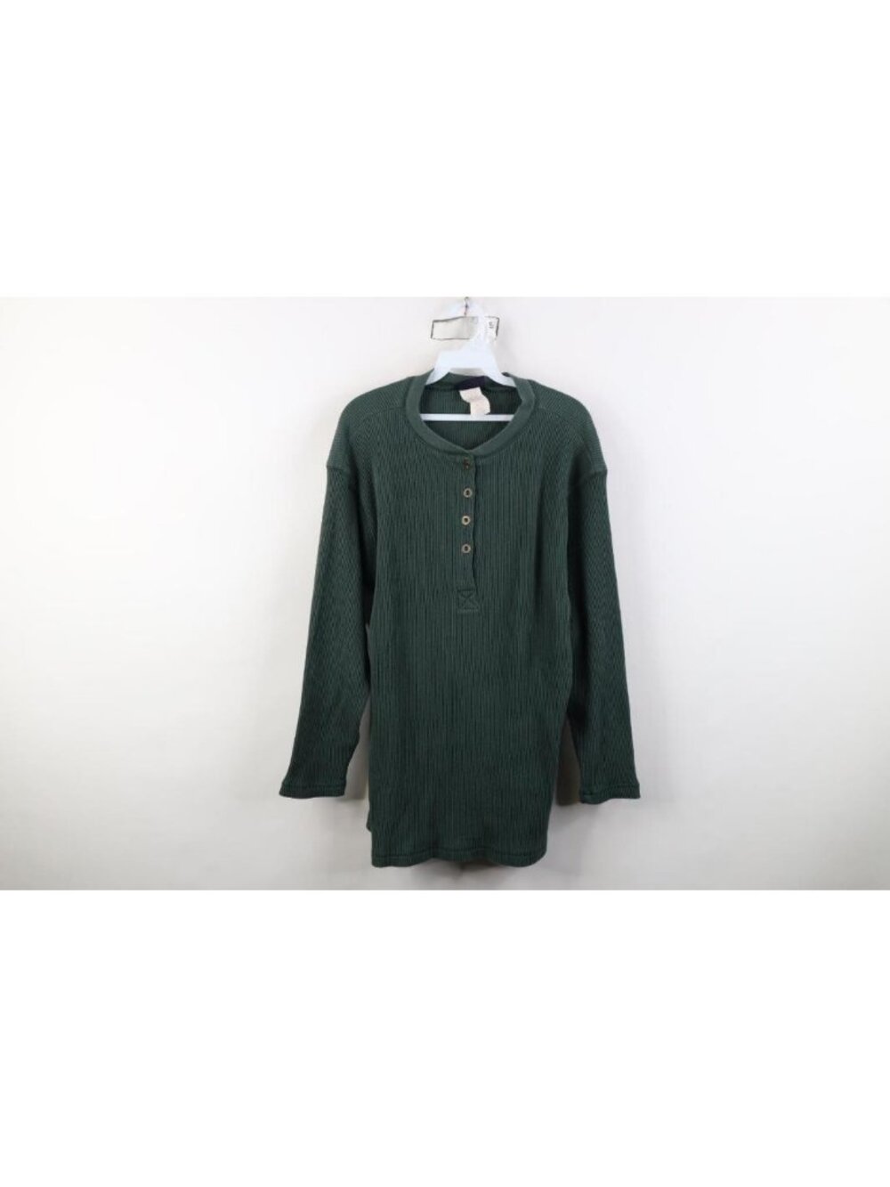 Vintage 90s Streetwear Womens Large Baggy Thermal Waffle Knit Henley T-Shirt